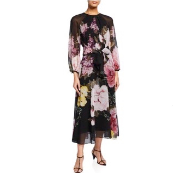 Rickie Freeman for Teri Jon Floral Print Georgette Dress - Picture 1 of 14